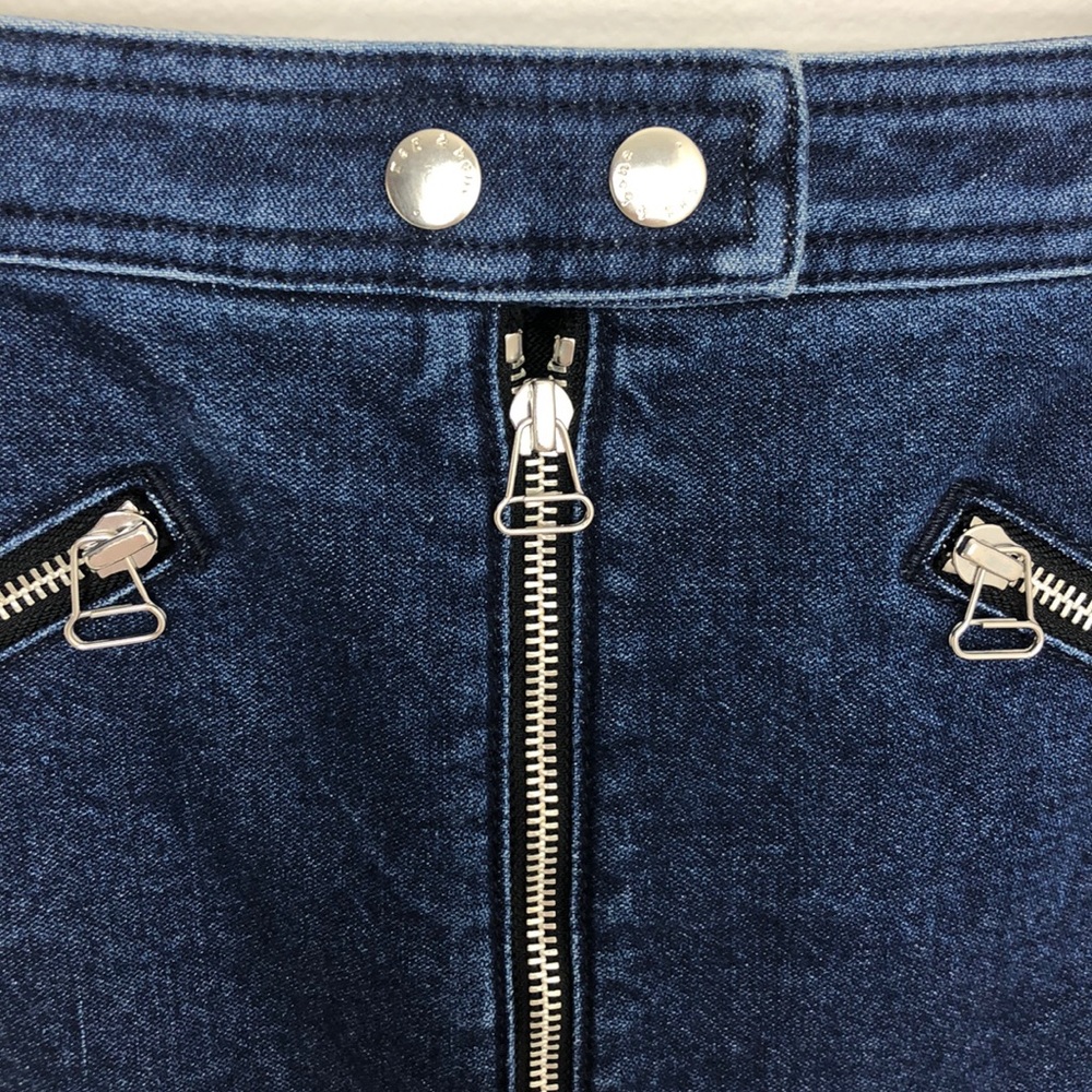Rag and Bone Blue Denim Racer Front Zipper Miniskirt Size 6 - Picture 4 of 10